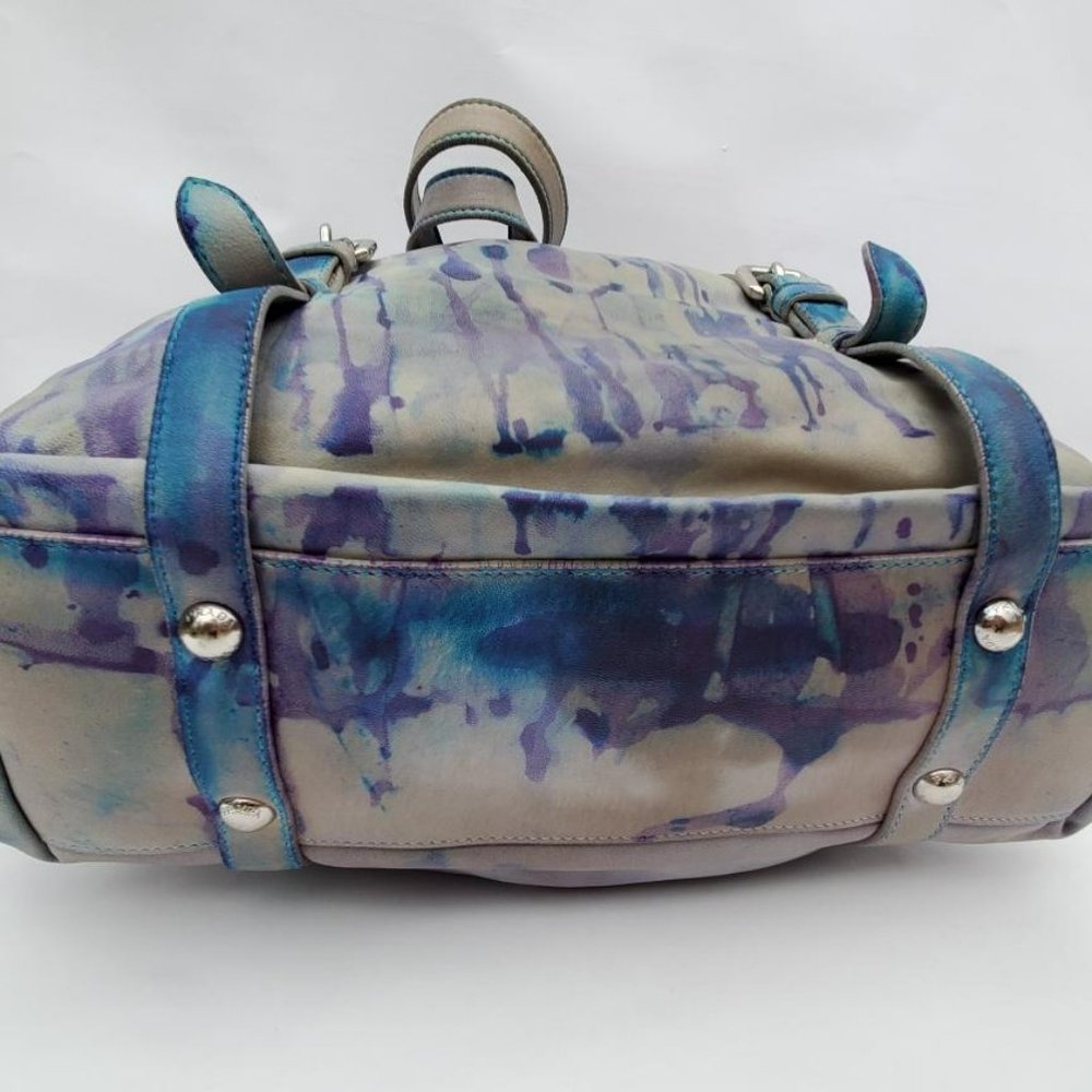 Prada Leather purse hobo tote bag tie dyed XL gray blue purple limited edition - Picture 9 of 16